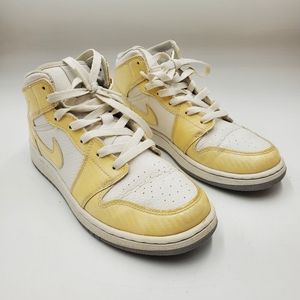 Nike Air Jordan 1 Phat Sneakers White/yel  Carbon Fiber Youth 364771-102 Size 6Y